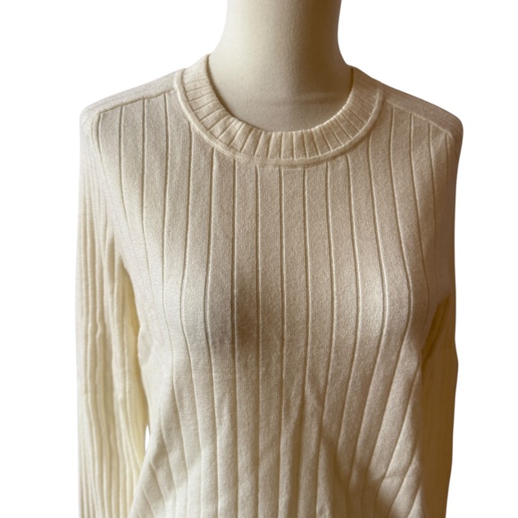 J MCLAUGHLIN SWEATER MERINO WOOL CASHMERE CREWNECK WIDE RIBBED LUXURY PREPPY S - Picture 3 of 9